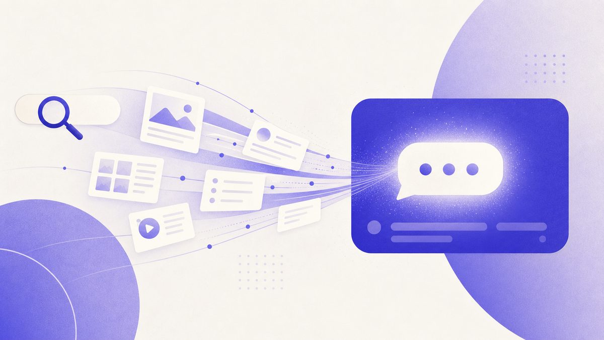 Illustrazione: ottimizzazione GEO, chat AI che cita un sito web come fonte