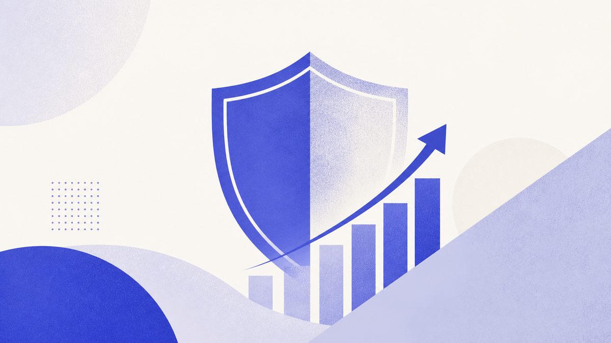 Illustrazione: scudo protettivo con segno di spunta, simbolo di fiducia e sicurezza assicurativa