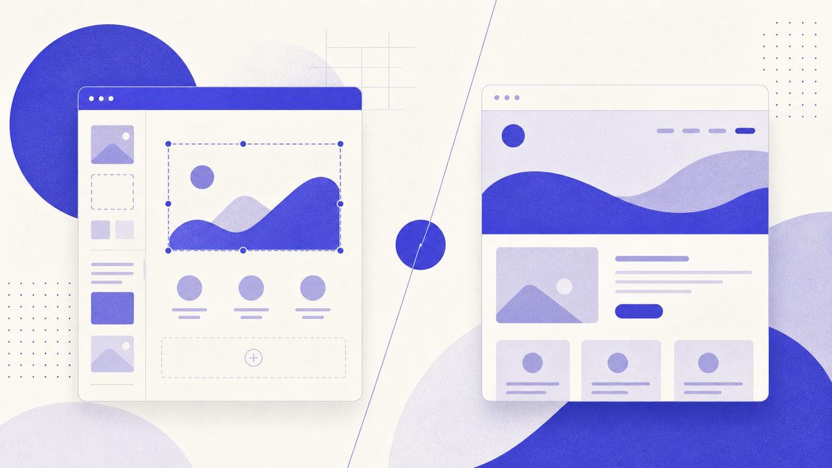 Illustrazione: confronto tra sito web professionale su misura e un sito costruito con un builder generico
