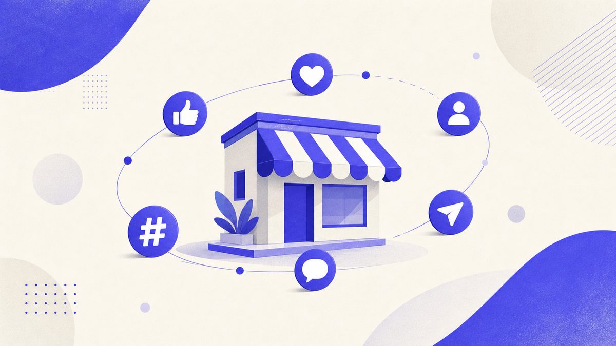 Illustrazione: profili social gestiti con post pianificati e crescita costante