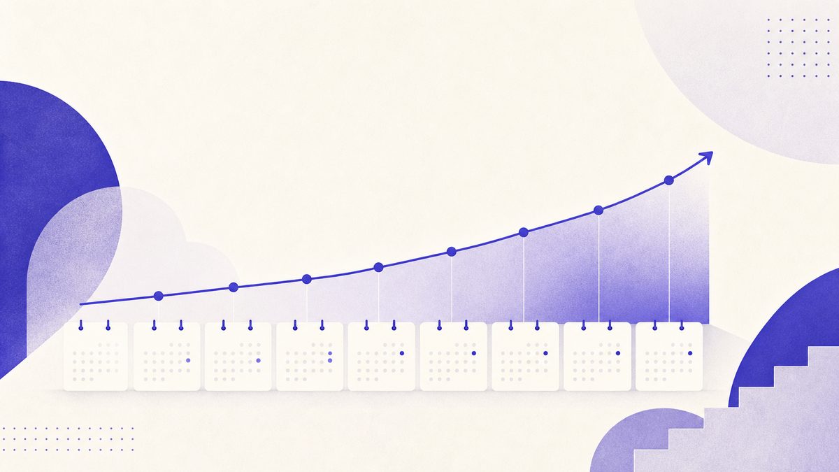 Illustrazione: tempi della SEO, grafico di crescita e cronometro