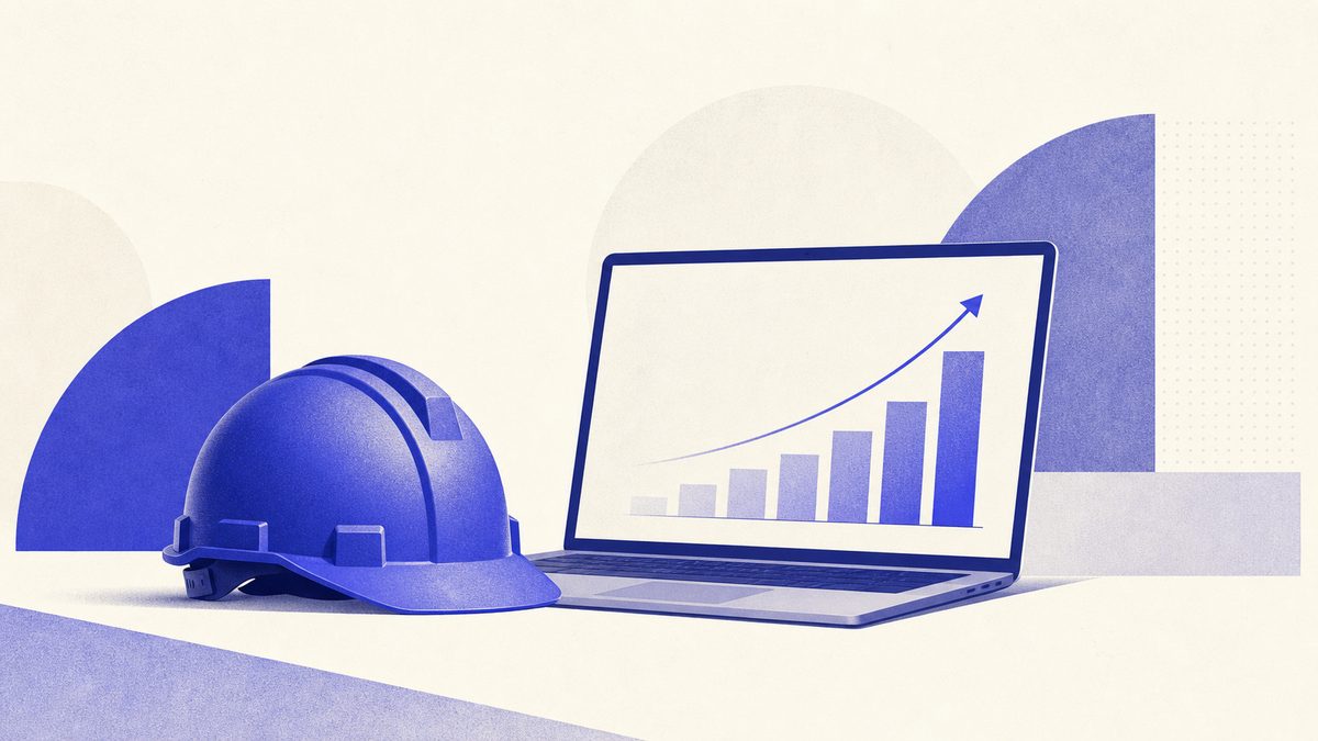 Illustrazione: casa in costruzione collegata a scheda Google, recensioni e portfolio lavori