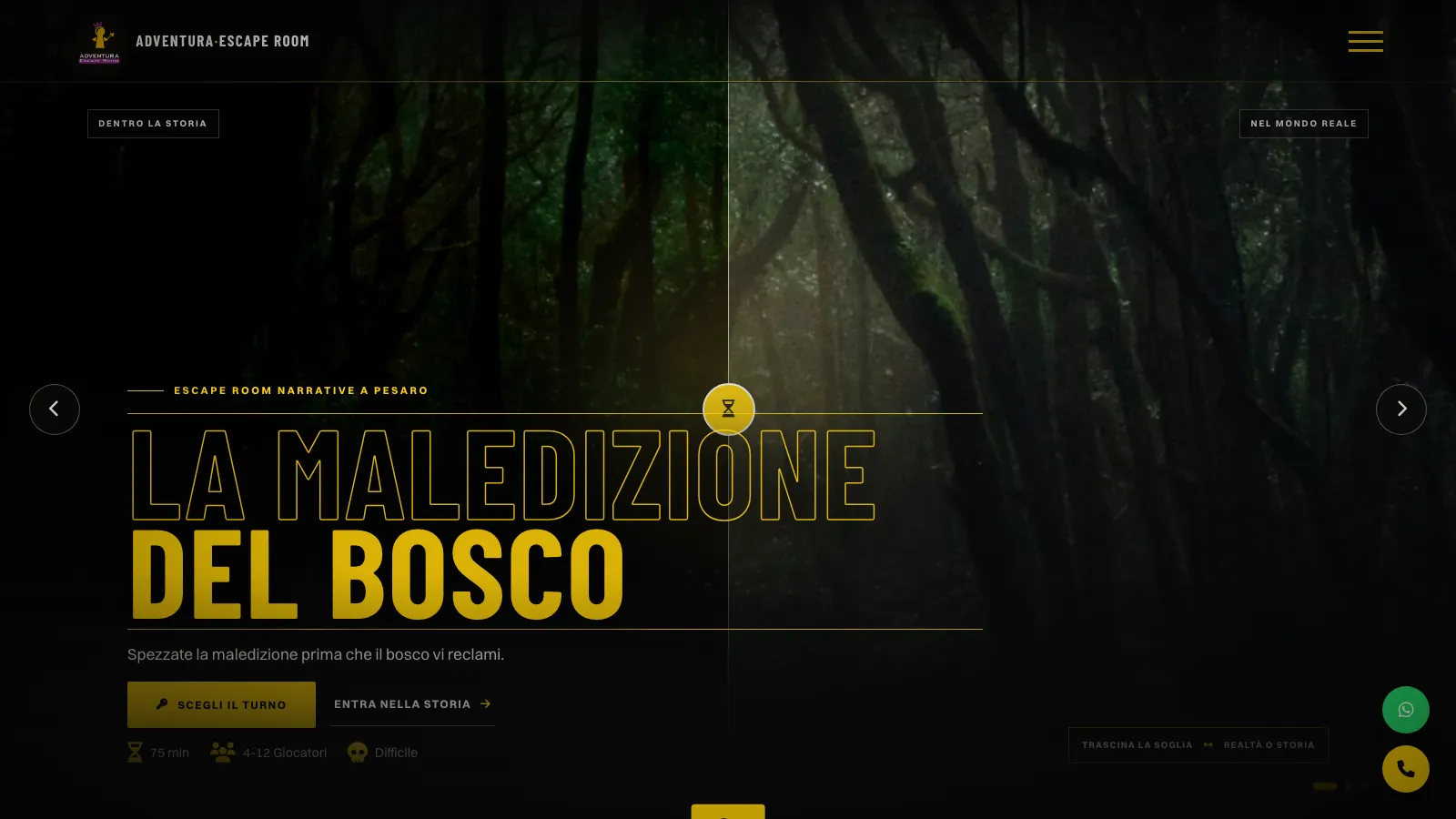 Adventura Escape Room - screenshot reale del sito