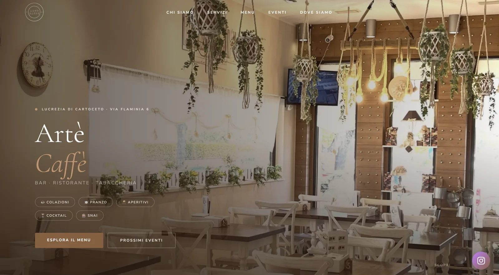 Artè Caffè - screenshot reale del sito