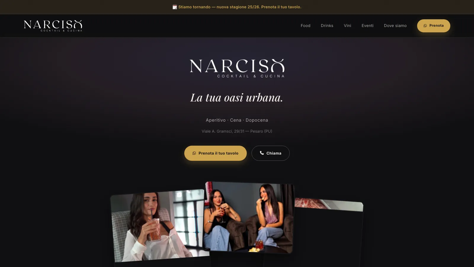 Narciso - screenshot reale del sito