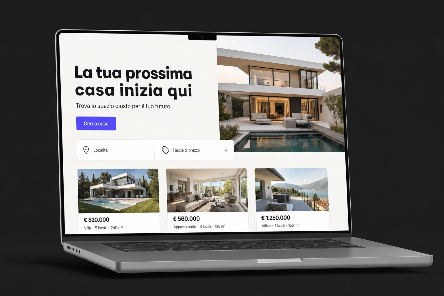 Esempio di homepage sito Universe per il settore Agenzie Immobiliari